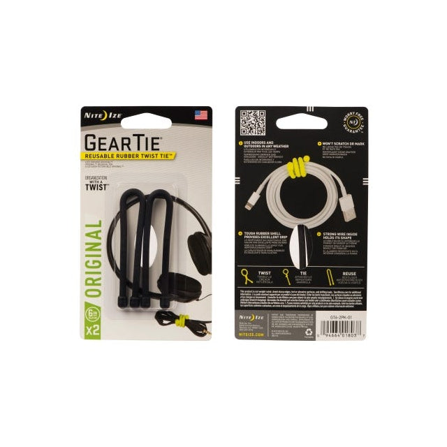 Gear Tie Reusable Rubber Twist Tie 6 in. - 2 Pack